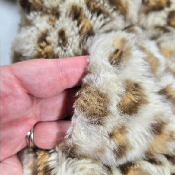 Leopard Print Faux Fur Baby Girls Vest 3M Newborn Hooded Sleeveless Zip Jacket - Picture 4 of 6